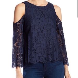 NWT Joie Navy Abay Lace Top